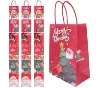 ERINGOGO 30Pcs Christmas Bags Kraft Paper Handheld Present Pouches with Xmas Surprise Snowflake Santa Snowman Sleigh Merry Balls and Stars Designs for Candy and Wrapping