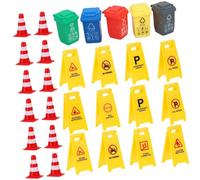 ERINGOGO 37pcs Traffic Signs for Educational Road with Cones Trash Cans Fences Fun Learning for Year Olds to Cognition and Traffic Awareness