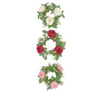 ERINGOGO 3pcs Artificial Flower Candle Ring Wedding Candle Ring Wedding Table Centrepiece for Creative Photos