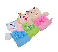 ERINGOGO 3pcs Bath Gloves Adorable Cartoon Animals Exfoliating Shower Mittens for Gentle Deep Cleaning Bath Supplies Blue Cat