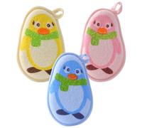 ERINGOGO 3pcs Bath Scrubbers for Infants, Wear-Resistant Exfoliating Bath Balls with Penguin Print, Soft Towel Set for Newborn Bathing and Gentle Body Cleaning