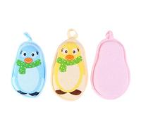 ERINGOGO 3pcs Bath Sponges Cartoon Design Bathing Balls for Gentle Exfoliating Shower Accessories for Delicate Skin Small Convenient Pink Yellow Blue
