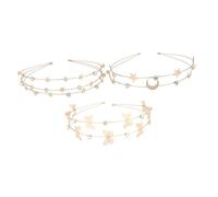 ERINGOGO 3pcs Bridal Rhinestone Hair Hoops Multi-layer Metal Star Moon Crystal Headbands Delicate Non-slip Hair Accessories for Women Wedding Party