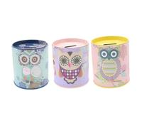 ERINGOGO 3Pcs Cartoon Owl Piggy Banks Colorful Tinplate Saving Pots for Adorable Money Box for Birthday Gift Decoration and Financial Management