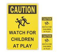 ERINGOGO 3pcs Caution Playing Signs with High Visibility Design and Strong Visual Impact, Sturdy Iron Material Safety Road Signs for Streets and Schools to Alert Drivers and Protect Young