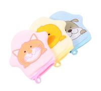 ERINGOGO 3pcs Childrens Cartoon Shower Foaming Gloves for Gentle Exfoliation Soft Comfortable Texture Vibrant Yellow Blue Pink Colors Lightweight Bath Mitts for Daily Shower and Skin Care