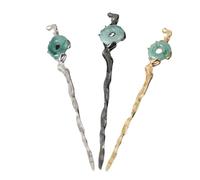 ERINGOGO 3pcs Chinese Resin Jade Hair Sticks Chignon Hair Pin for Women Hanfu Styling Accessories in Gold Silver Black Suitable for Weddings Parties Everyday Use