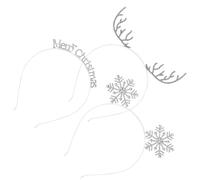 ERINGOGO 3Pcs Christmas Headbands Set for Women - Silver Rhinestone Antler, Snowflake Letter Hair Accessories - Festive Christmas Headpiece for Holiday Parties and Cosplay