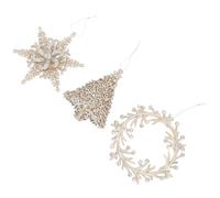 ERINGOGO 3Pcs Christmas Tree Hanging Pendants Set with Glitter - Xmas Snowflake, Wreath, and Tree Ornaments - Festive Party Supplies and Holiday Decor for Home and Office