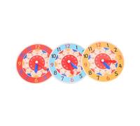 ERINGOGO 3pcs Cognitive Clock for Colorful Teaching Aids with Hour Second Hands Smooth Edges Educational Learning Tool for Color Recognition Safe Premium Wood Material