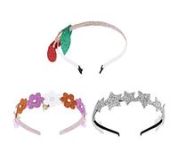 ERINGOGO 3pcs Cute Cherry Flower Headbands for Girls Sparkly Red Glitter Colorful Sequin Flower Silver Star Hair Accessories for Parties and Daily Wear