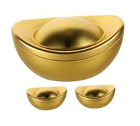 ERINGOGO 3pcs Golden Ingot Tinplate Candy Boxes Wedding Favor Containers Sturdy Metal Treat Holders for Party Snacks Tea Leaves Keepsake Storage with Festive Design