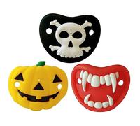 ERINGOGO 3pcs Halloween Silicone Pacifiers Newborn Soothing Toy Pumpkin Skull Vampire for Teething Relief Safe for Months Fun Design Shower Favors