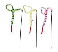 ERINGOGO 3pcs Interactive Cat Teaser Wand with Crinkle Paper and Flexible Snake Design Lightweight Furry Stick for Indoor Kitten Play Multi-sensory Cat Wand for Exercise and Entertainment