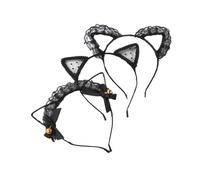 ERINGOGO 3pcs Lace Cat Ear Headbands Non-slip Comfortable Party Accessories for Women Daily Wear Cosplay Masquerade