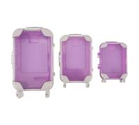 ERINGOGO 3Pcs Mini False Eyelash Storage Boxes Set with Mini Suitcase Design, Portable Purple Lash Organizer Case for Travel and Makeup Bag Essentials