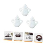 ERINGOGO 3pcs Miniature Ceramic Sugar Bowl White Mini Tea Jugs Dollhouse Accessories for Photography Prop and DIY Miniature Dollhouse Decor