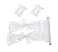 ERINGOGO 3pcs Miniature Lace Curtains for Dollhouse Window and Door, Tiny Doll House Accessories with Simulation Daisy Pattern, Photo Props for Miniature Scene Decoration