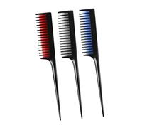 ERINGOGO 3Pcs Rat Tail Hairdressing Combs Long Handle Detangling Combs for Styling and Dyeing Hair Sturdy Flexible Teeth Suitable for All Hair Types Salon and Home Use Black Red Blue