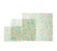 ERINGOGO 3pcs Reusable Organic Beeswax Wraps Food Wraps Set Floral Print, Biodegradable Fresh Keeping Beeswax Cloth for Kitchen Supplies, Medium Small Large Sizes