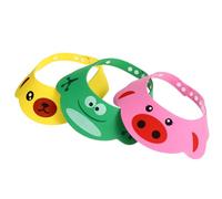 ERINGOGO 3pcs Shower Cap Hair Wash Hat Adjustable Cartoon Bathing Caps for Newborns Boys Bath Safety Visor in Pink Green Yellow