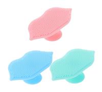 ERINGOGO 3Pcs Silicone Facial Scrubber with Suction Cup Handle Soft Deep Cleansing Exfoliator for Blackhead and Pore Removal Family Pack in Pink Blue Green for Skin Care