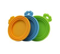 ERINGOGO 3pcs Silicone Pet Can Covers Flexible Food Seal Lids in Orange Blue Green for Cat and Dog Cans Soft Bpa Freshness Sealers for Pet Food Storage