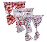 ERINGOGO 3Pcs Simulation Lace Curtain Model for Mini House Decor Lifelike Dollhouse Accessories Artificial Curtain Valances Red White Green for Miniature Scene Layouts