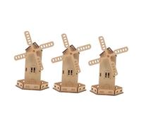 ERINGOGO 3pcs Solar Powered DIY Rotating Wooden Windmill Kit for Stem Educational Science Projects Sustainable Solar Energy Model for Classroom and Home Learning