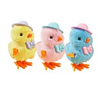 ERINGOGO 3Pcs Wind Up Chick Fuzzy Jumping Chickens for Fun Clockwork Walking Plush Chick Figures Easter Presents
