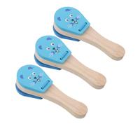 ERINGOGO 3pcs Wooden Castanets Lightweight Ergonomic Music Clappers for Natural Non Toxic Wood Handheld Noise Makers for Early Childhood Music Education and Fine Motor Skill Development