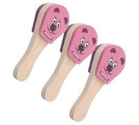 ERINGOGO 3pcs Wooden Castanets with Mouse Design Percussion Instrument for Early Music Education Hand Eye Coordination Development Family Bonding for Boy Girl