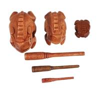 ERINGOGO 3pcs Wooden Frog Figurines Handmade Musical Percussion Decor for Home Office Charming Luck Toads Unique Sound Maker Vibrant Colors Various