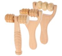 ERINGOGO 3Pcs Wooden Massage Roller Set for Feet, Back, Neck Shoulders - Handheld Therapy Tool with Wood Bead, Wood Tooth, and Square Ball Rollers - Body Muscle Relaxation Circulation