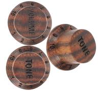 ERINGOGO 3Pcs Zebra Wood Guitar Volume Knobs Tone Control Replacement Set Electric Guitar Accessories with 2T1V Configuration for Bass and Acoustic Models