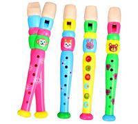 ERINGOGO 4 Pcs Plastic Flute for Early Education Musical with Colorful Animal Prints Develops Hand-eye Coordination Motor Skills Music Literacy Suitable for Boys and Learning Random Color