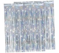 ERINGOGO 4 Pcs Silver Foil Fringe Curtain Tassel Backdrop Streamers for Party Wedding Birthday Door Window Decoration Easy to Hang Elegant and Versatile