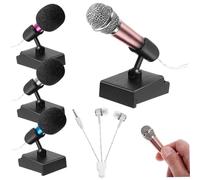 ERINGOGO 4 Sets Mini Singing Microphones Portable with Covers and Stands Omnidirectional Sound Recording Compatible with Phones and Laptops for Desktop and Handheld Use