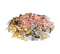 ERINGOGO 400pcs Alloy Pendant Bails Set Oval and Round Glue-on Connector Rings, Small Flat Jewelry Making Hoops in Four Colors, Diy Craft Supplies for Necklace and Earring Findings