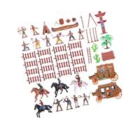 ERINGOGO 43pcs Western Cowboy Horse Carriage Model Mini Character Figurines Simulation People Figures Playset for Educational Teaching Collectible Decorations