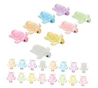 ERINGOGO 48pcs Luminous Mini Tortoise Figurines Resin Micro Landscape Ornaments for Garden Fairy Decor Glow the Dark Animal Decorations