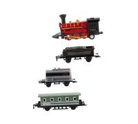 ERINGOGO 4pcs Alloy Retro Steam Train Toy Set Pull Back Drive and Fall Resistant Feature, Red Miniature Train for Kids Play and Teaching