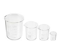 ERINGOGO 4pcs Borosilicate Glass Beaker Set with Spout Heat Resistant Chemistry Measuring Cups for Laboratory Classroom and Scientific Research Use