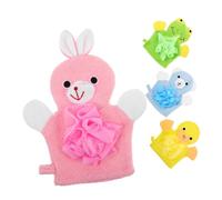 ERINGOGO 4pcs Boys and Girls Bath Scrubbing Gloves Soft Cartoon Bath Mittens for Shower Comfortable Body Washing Accessories Duck Rabbit Frog Bear