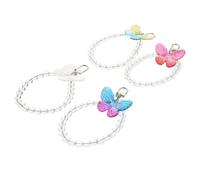 ERINGOGO 4pcs Butterfly-shaped Beaded Keychain Pendants Wrist Strap Phone Charm Bag Decor Accessories for Women