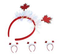 ERINGOGO 4pcs Canada Maple Leaf Headband Iridescent Tinsel Hairband Soft Comfortable Autumn Harvest Party Supplies Festive Hairwear