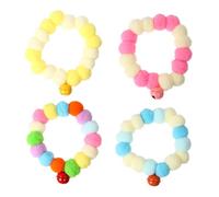 ERINGOGO 4Pcs Cat Collar Elastic Plush Ball Necklace Colorful Pet Accessory Comfortable Soft for Halloween Christmas Parties and Daily Wear