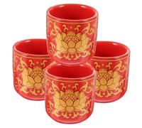 ERINGOGO 4pcs Ceramic Offering Cups for Buddhist Worship and Lightweight Water Supply Cups with Random Edge Patterns Home Supplies for Temple Rituals and Zen Tabletop Decor