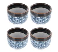 ERINGOGO 4pcs Ceramic Sake Cup Set, Traditional Glazed Teacups for Home, 35ml Saki Glasses, Microwave Safe Dishwasher Safe Japanese Rice Wine Cups