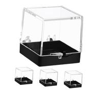 ERINGOGO 4pcs Clear Mineral Collection Display Boxes with Black Base Plastic Rock Storage Cases for Gemstone Specimens Spacious Transparent Containers for Jewelry Samples and Crystal